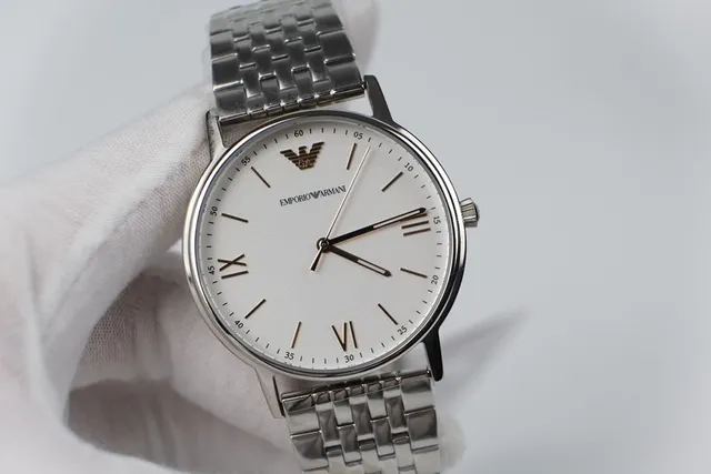 Emporio Armani Classic Silver-Tone Stainless Steel White Dial Quartz Watch 4