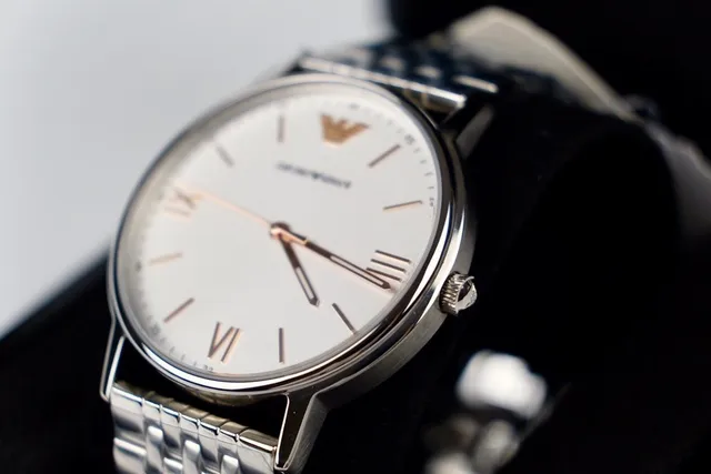 Emporio Armani Classic Silver-Tone Stainless Steel White Dial Quartz Watch 6