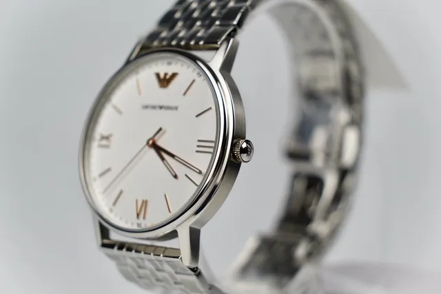 Emporio Armani Classic Silver-Tone Stainless Steel White Dial Quartz Watch 8