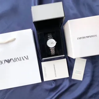 Emporio Armani Classic Silver White Stainless Steel Pavé Crystal Dial Quartz Watch