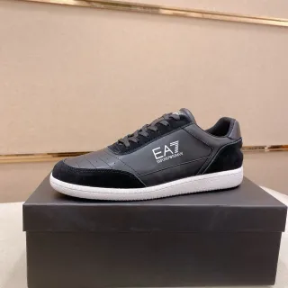 Emporio Armani EA7 Black Suede-Leather Panelled Lifestyle Sneakers