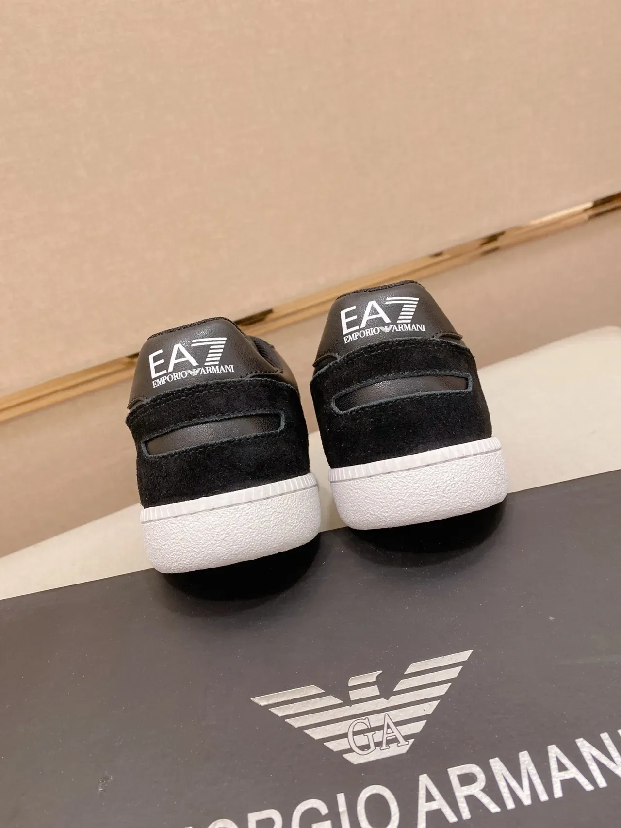 Emporio Armani EA7 Black Suede-Leather Panelled Lifestyle Sneakers 4