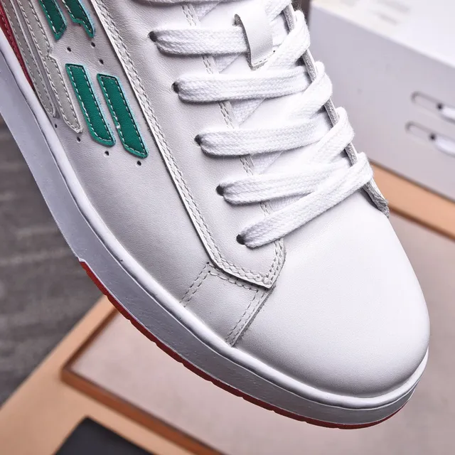 Emporio Armani EA7 White Green Red Leather Low-Top Sneakers 4