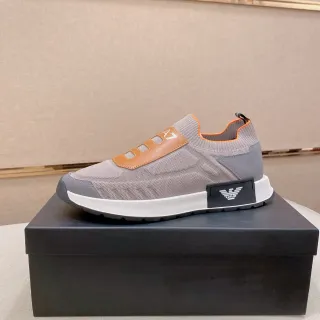 Emporio Armani Gris Beige Tricot Supérieur Construction Slip-On Lifestyle Sneakers