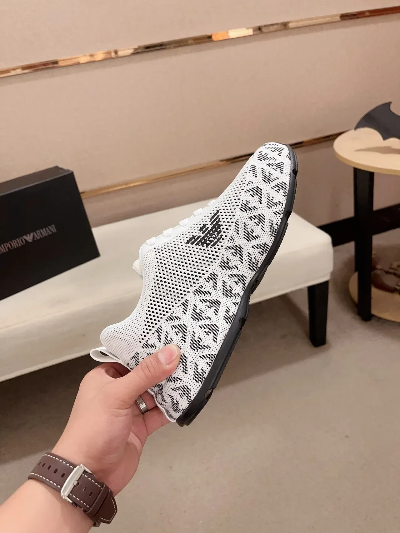 Emporio Armani Knit Monogram Eagle Logo Lifestyle Sneaker 5