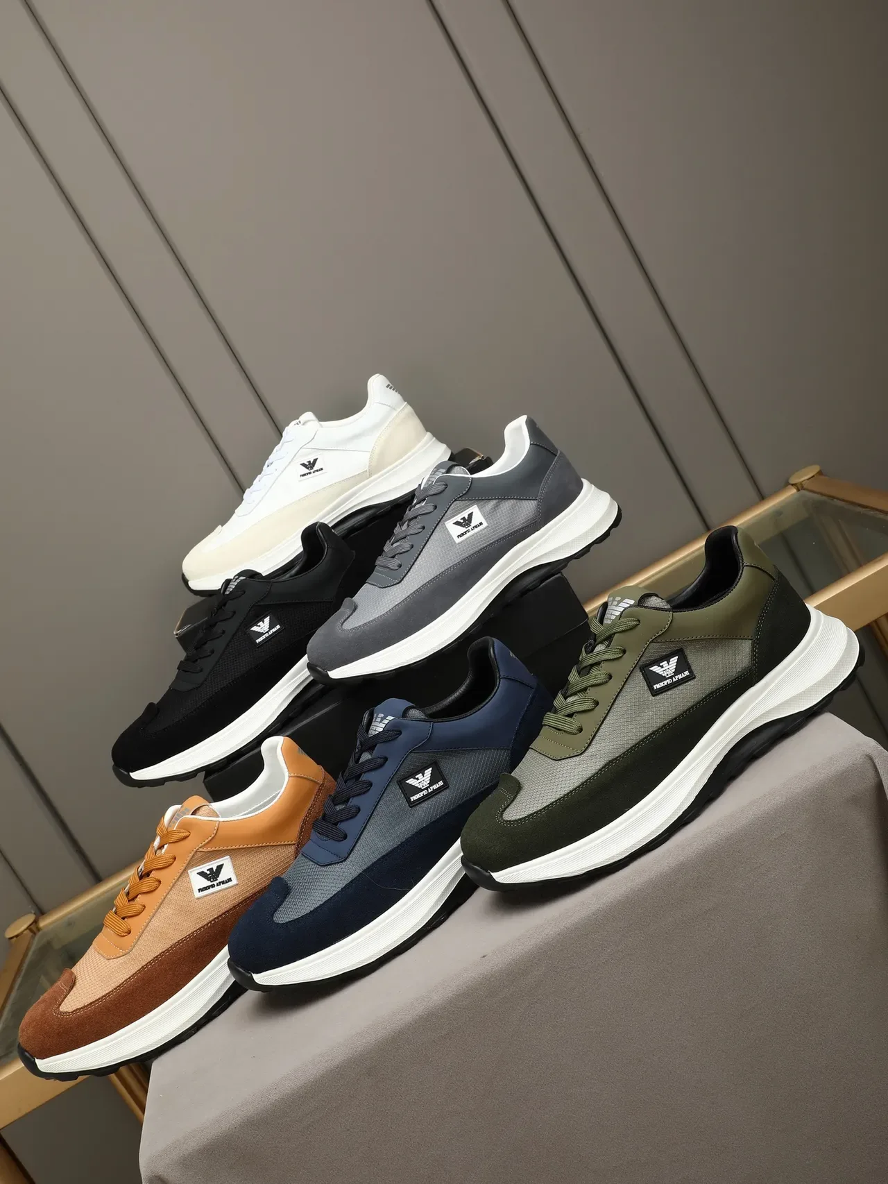 Emporio Armani Two-Tone White Beige Lifestyle Sneaker 2