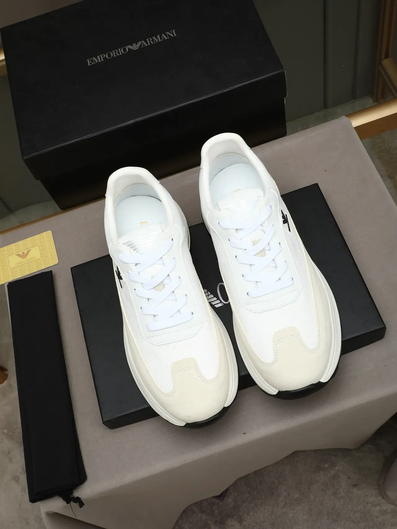 Emporio Armani Two-Tone White Beige Lifestyle Sneaker 3