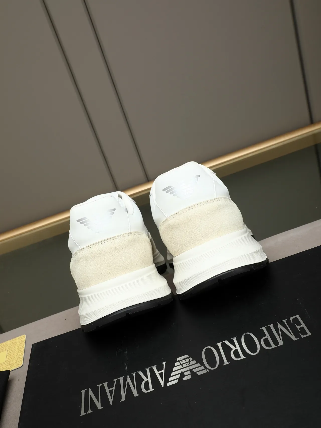 Emporio Armani Two-Tone White Beige Lifestyle Sneaker 4