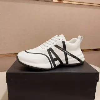 Emporio Armani Blanc Noir Maille Supérieure Rayures Monogramme Bold Sneakers Lifestyle