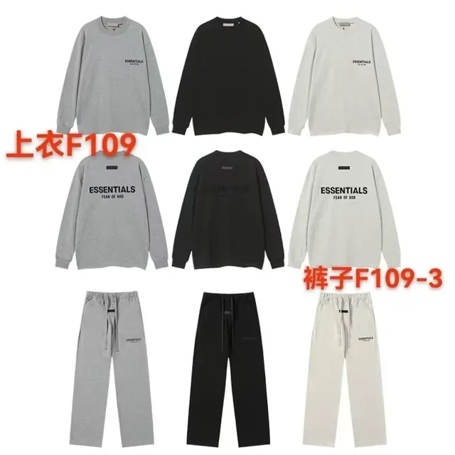 Fear of God Essentials أسود رمادي فيتن مريح خصر مطاطي بنطال رياضي 9