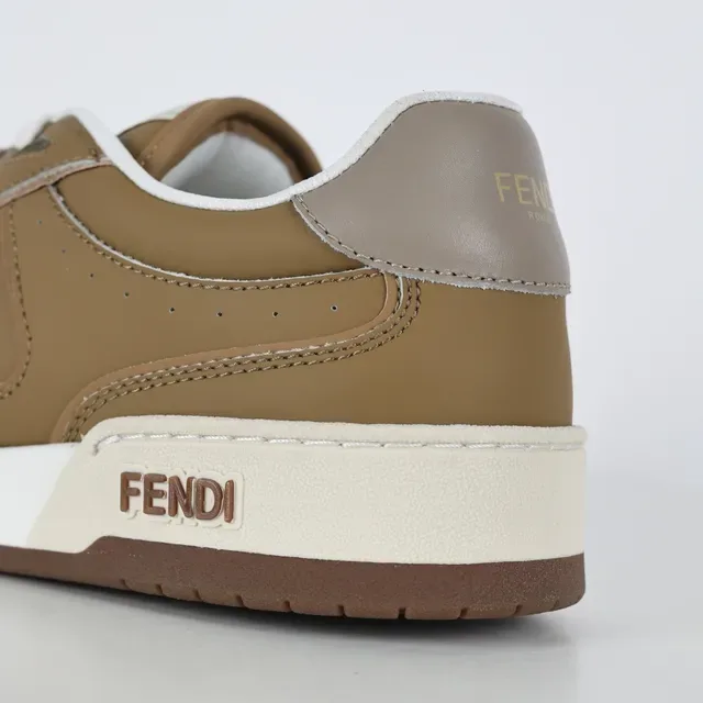 Fendi Marron Beige Perforé Daim Embout du Pied Stratifié Tige Sneakers Lifestyle 4