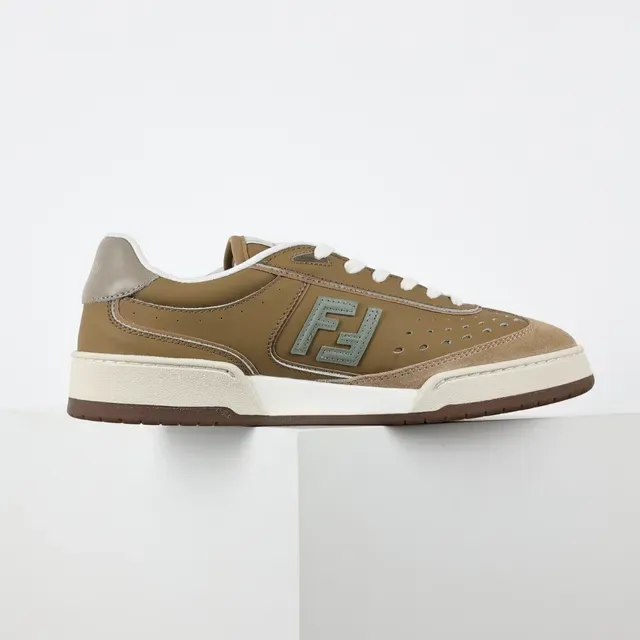 Fendi Marron Beige Perforé Daim Embout du Pied Stratifié Tige Sneakers Lifestyle 7