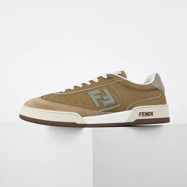 Fendi Marron Beige Perforé Daim Embout du Pied Stratifié Tige Sneakers Lifestyle 9