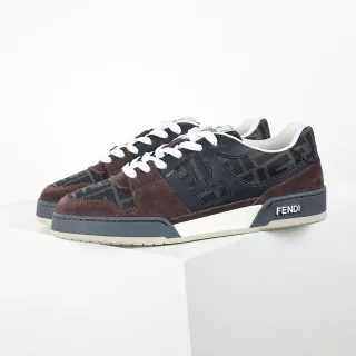 Fendi Brown Black Layered Suede And FF Jacquard Upper Contrast White Laces Lifestyle Sneakers