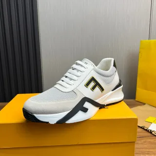 Fendi Fendigraphy White Black Oversized FF Logo Mesh And Suede Upper Lifestyle Sneakers