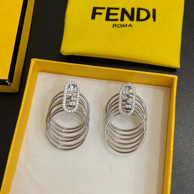 Fendi FF Logo Boucles d'oreilles Cristal Multi-Hoop 3