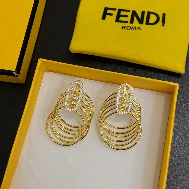 Fendi FF Logo Boucles d'oreilles Cristal Multi-Hoop 5