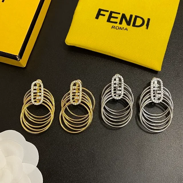 Fendi FF Logo Boucles d'oreilles Cristal Multi-Hoop 6