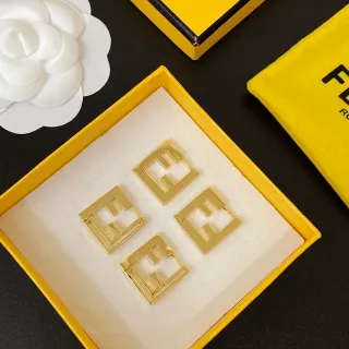 Fendi FF Logo Geometric Gold-Tone Hoop Earrings
