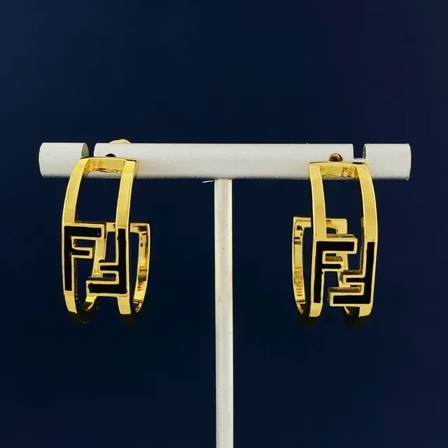 Brincos de argola Fendi FF Logo tom dourado multi-bar 6