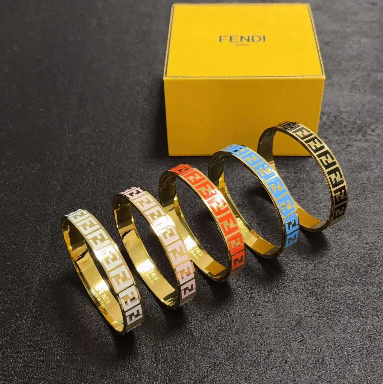 Bracelet Fendi FF Logo Émaillé Multicolore Large 2