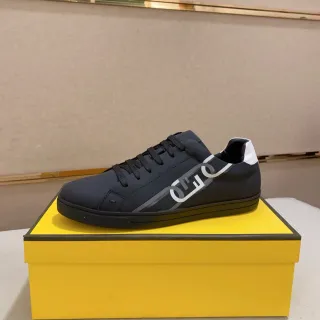 Fendi FF Logo Sneaker Black White Low-Top Side Panel Lifestyle Sneakers