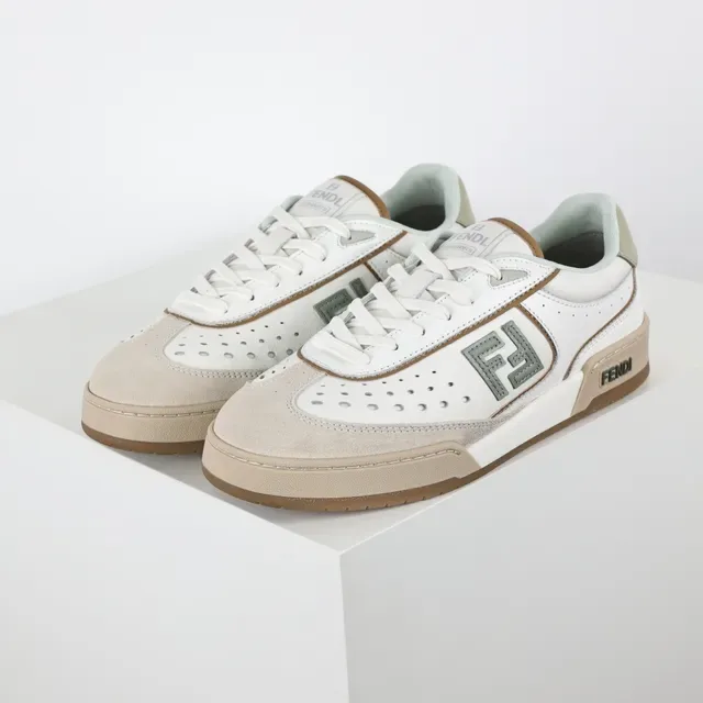 Fendi FF Logo White and Beige Lifestyle Sneakers 2
