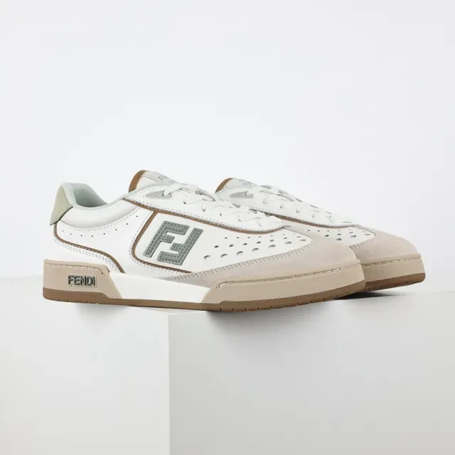Fendi FF Logo White and Beige Lifestyle Sneakers 3