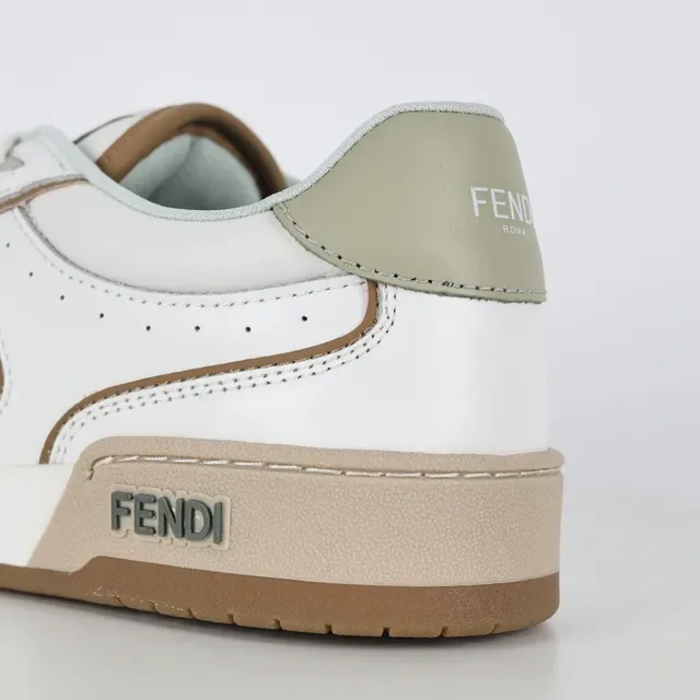 Fendi FF Logo White and Beige Lifestyle Sneakers 4