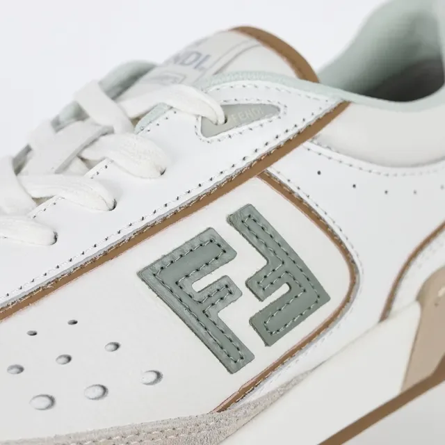 Fendi FF Logo White and Beige Lifestyle Sneakers 6