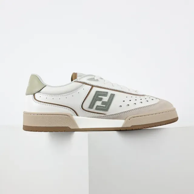 Fendi FF Logo White and Beige Lifestyle Sneakers 7