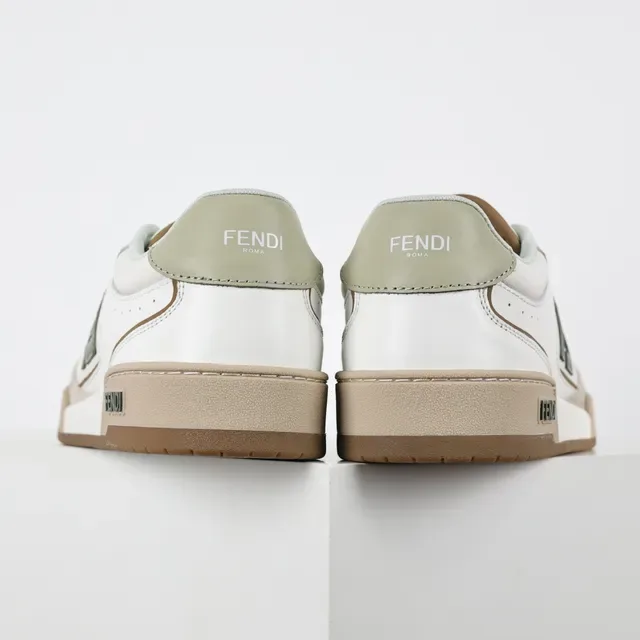 Fendi FF Logo White and Beige Lifestyle Sneakers 8