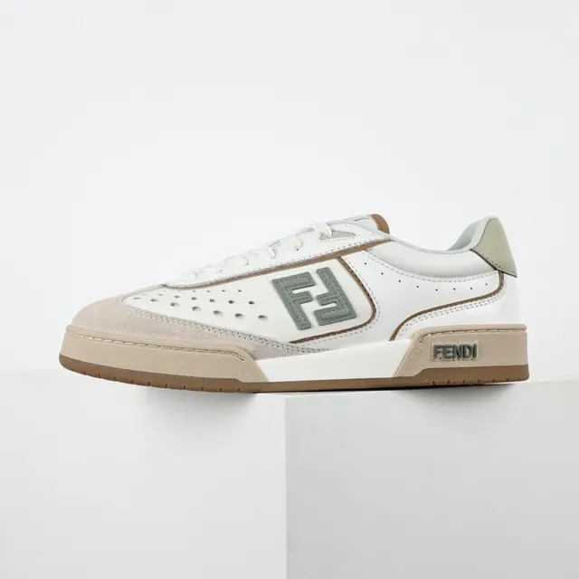Fendi FF Logo White and Beige Lifestyle Sneakers 9