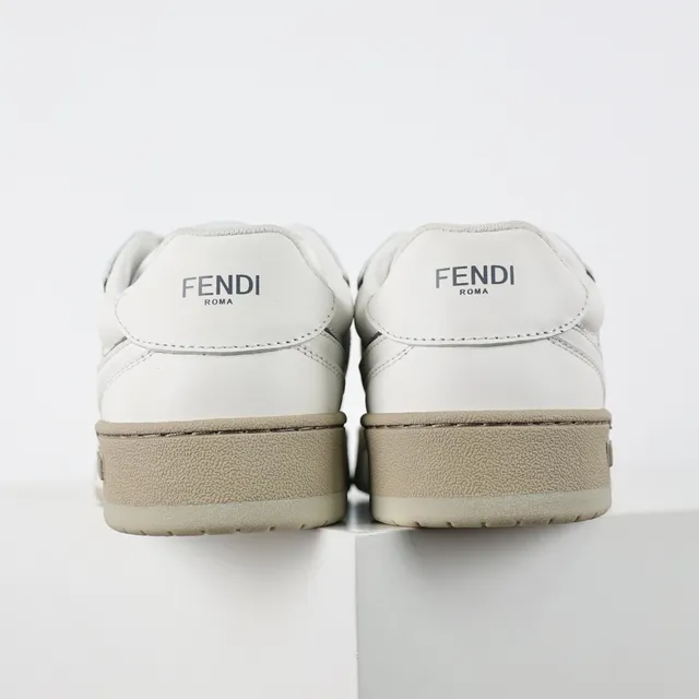 Fendi FF Monogram أبيض بيج أسلوب حياة سنيكرز 8