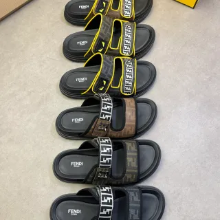 Fendi FF Slide Monogram Canvas Platform Slippers