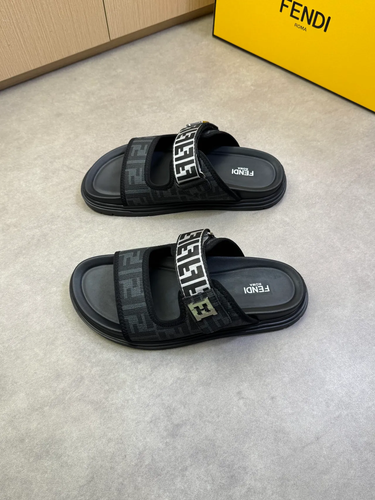 Fendi FF Slide Monogram Canvas Platform Slippers 3