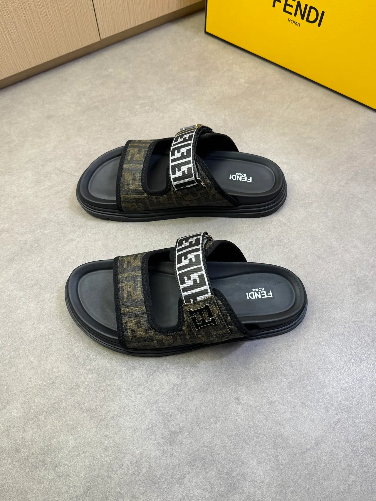 Fendi FF Slide Monogram Canvas Platform Slippers 4