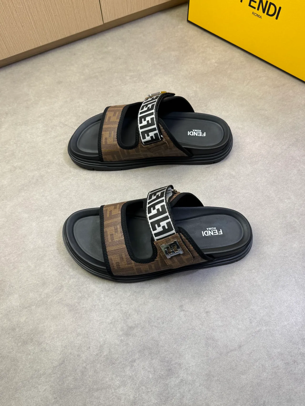 Fendi FF Slide Monogram Canvas Platform Slippers 5