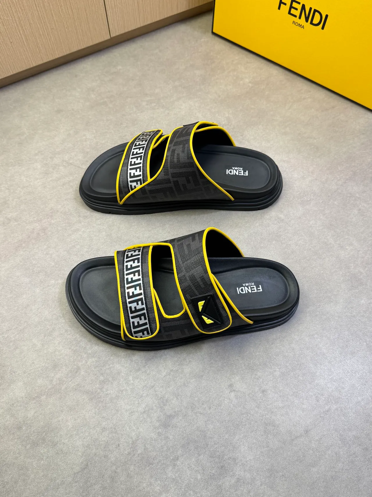 Fendi FF Slide Monogram Canvas Platform Slippers 6