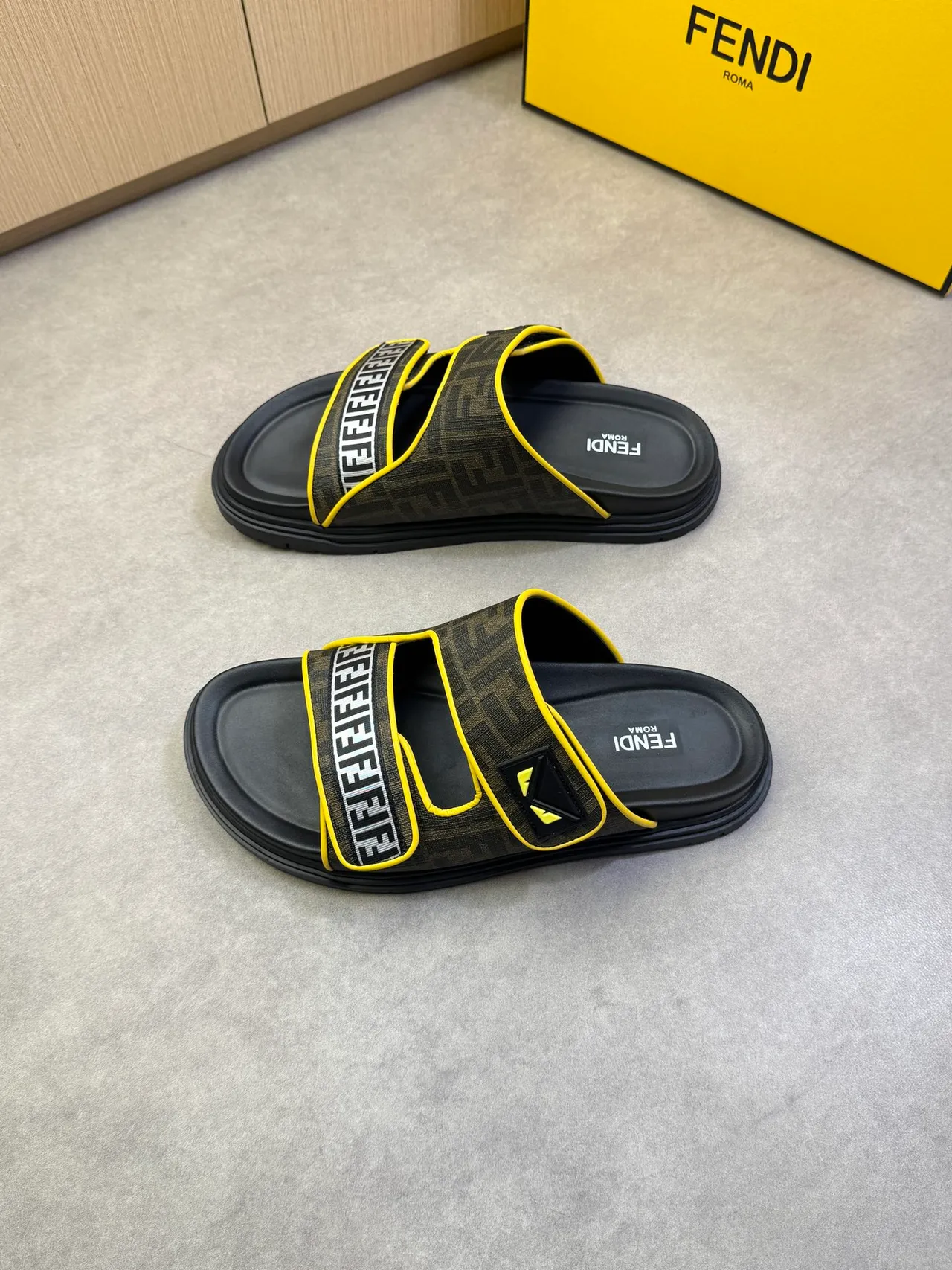 Fendi FF Slide Monogram Canvas Platform Slippers 7