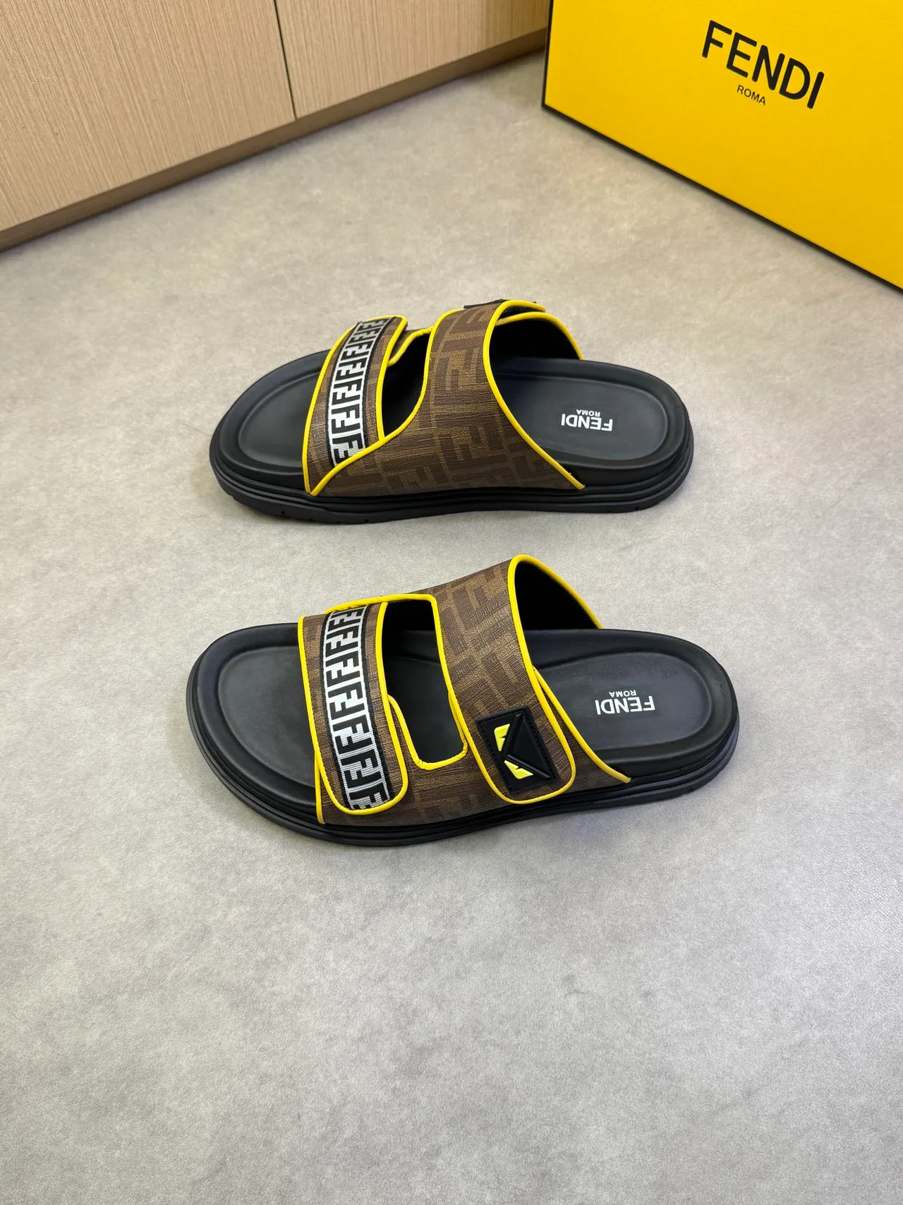 Fendi FF Slide Monogram Canvas Platform Slippers 8