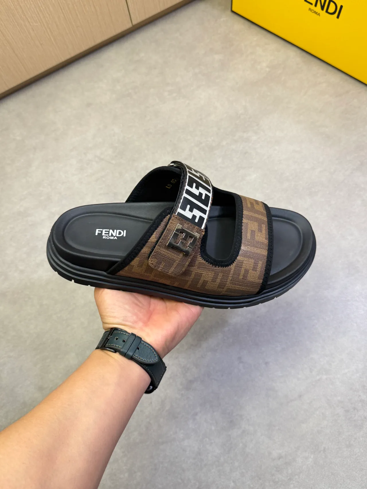 Fendi FF Slide Monogram Canvas Platform Slippers 11