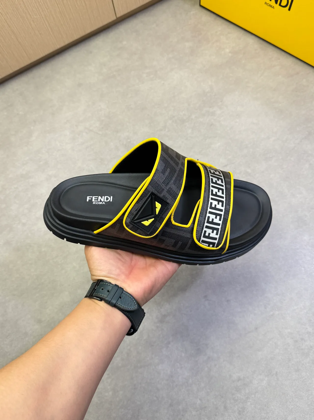 Fendi FF Slide Monogram Canvas Platform Slippers 12