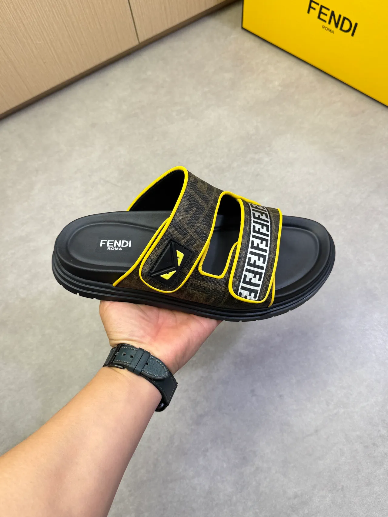 Fendi FF Slide Monogram Canvas Platform Slippers 13