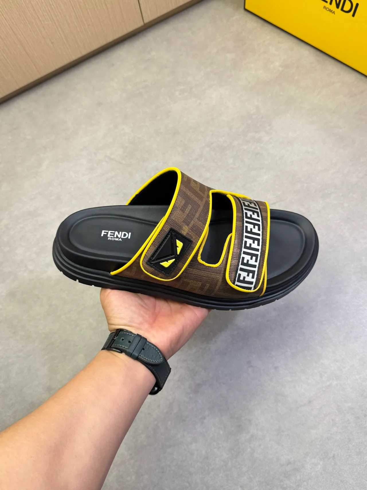 Fendi FF Slide Monogram Canvas Platform Slippers 14