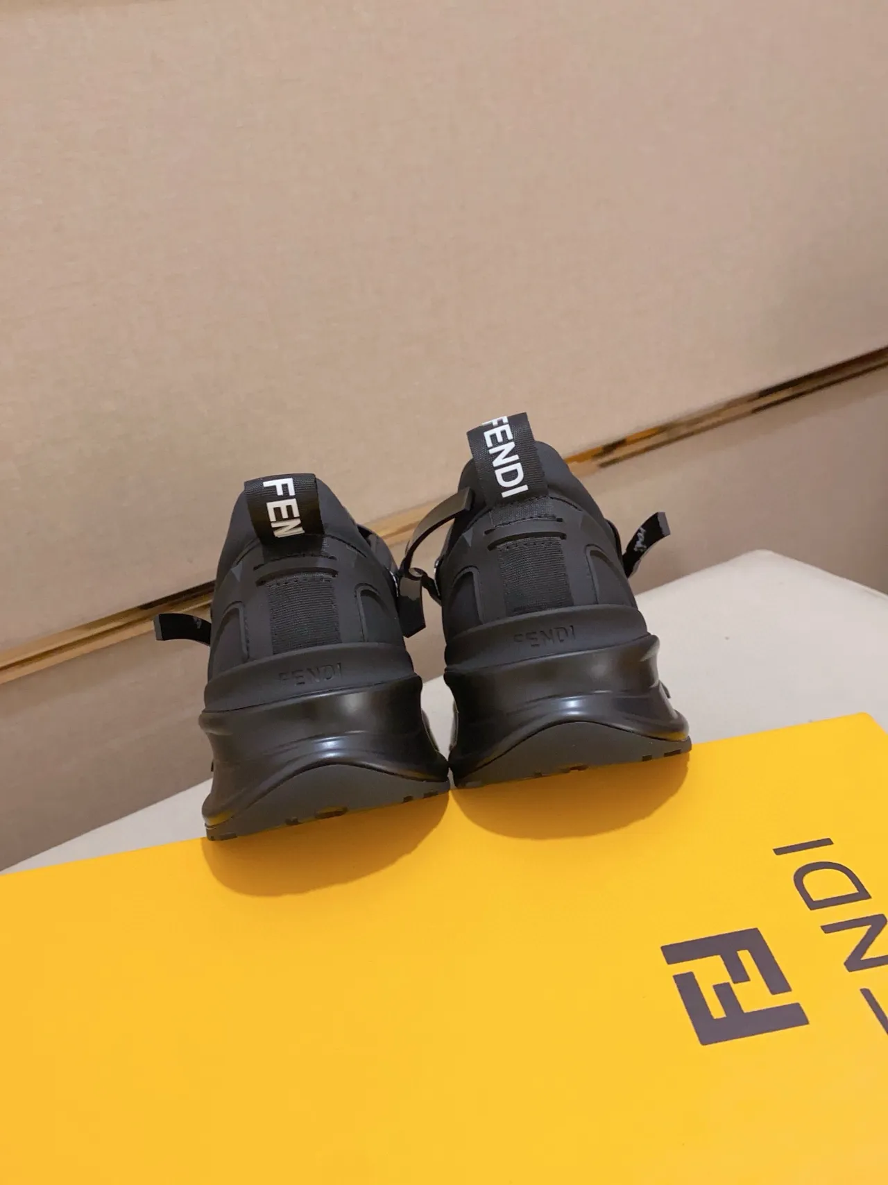 Fendi Flow Black Monochrome Multi-Strap Overlay Chunky Sneakers 3