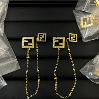 Fendi Gold Transparent Pavé-Crystal Earrings
