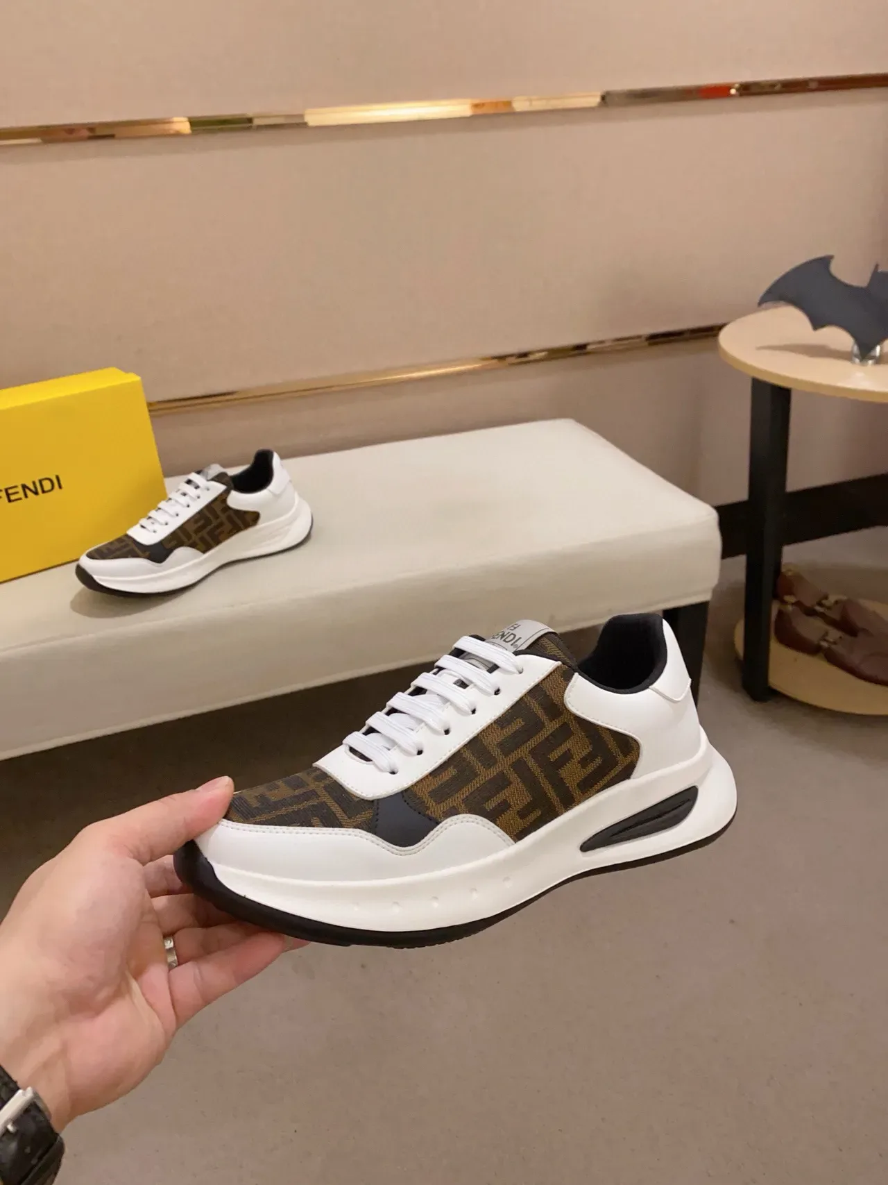 Fendi Mania White Brown Monogrammed Upper Air-Cushioned Sole Chunky Sneakers 3