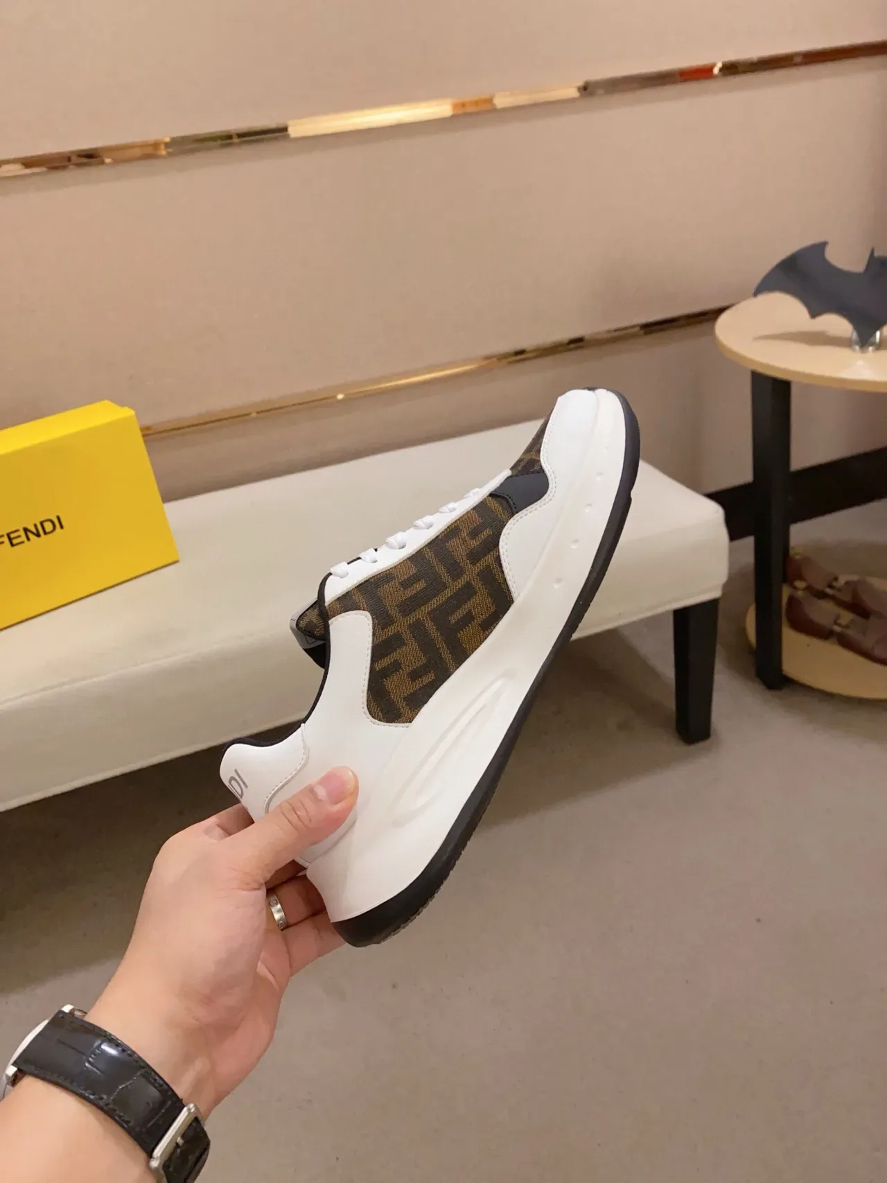 Fendi Mania White Brown Monogrammed Upper Air-Cushioned Sole Chunky Sneakers 5