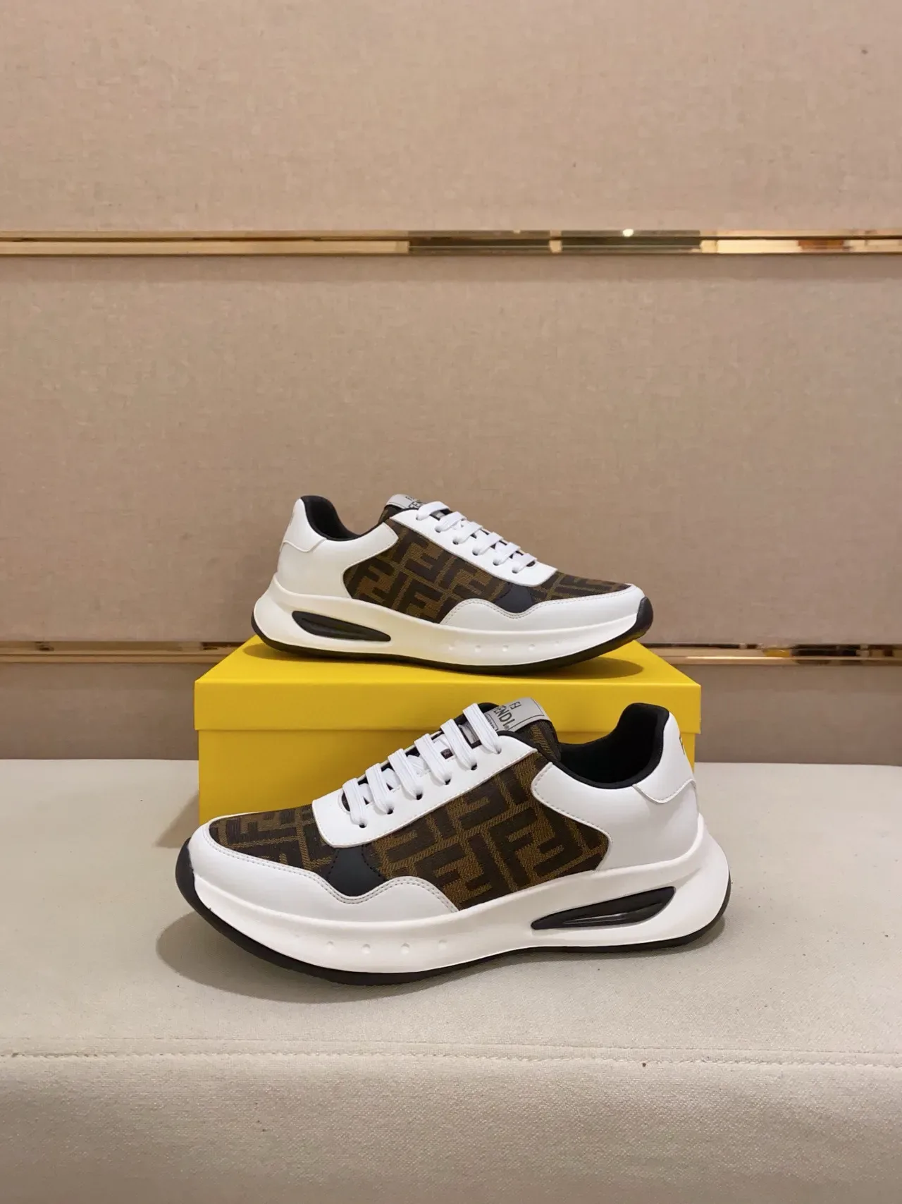 Fendi Mania White Brown Monogrammed Upper Air-Cushioned Sole Chunky Sneakers 7